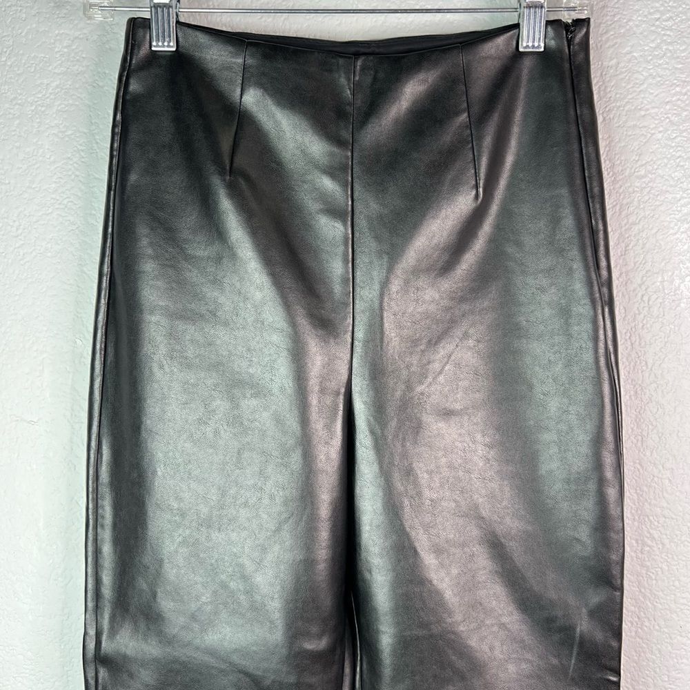 Wilfred Black Faux Leather Straight Leg  Women’s Moto Grunge Holiday Pants Sz 2 - Picture 4 of 11